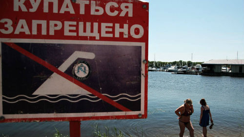 купаться в грязной реке